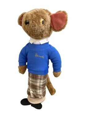 Harrods England Jane's Originals Mouse Weighted Door Stop Blue Sweater Rare Vtg
